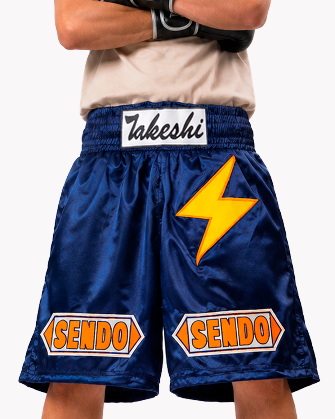 🩳🥊 Short satin (marino) "Sendo Rayo"