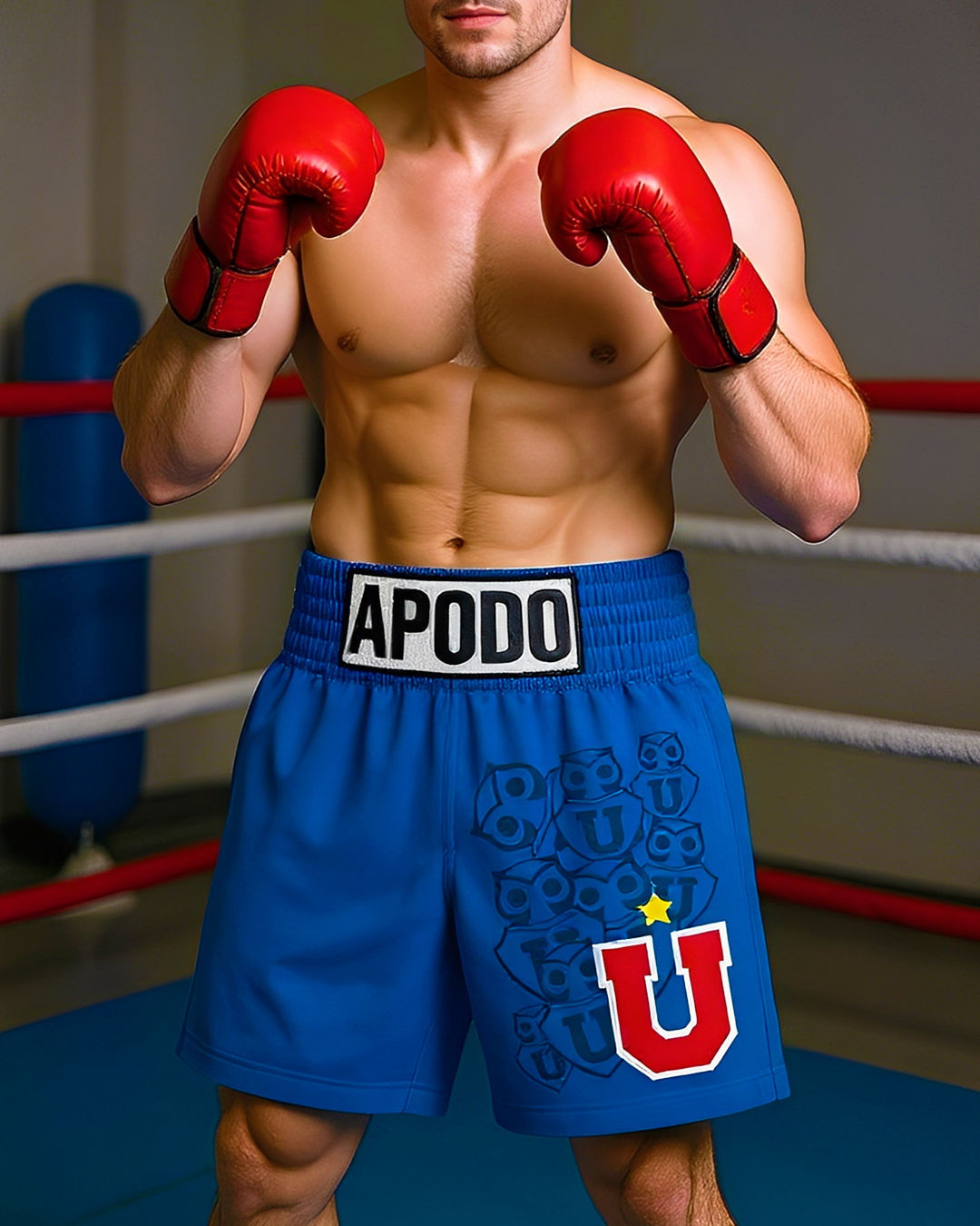 🩳🥊 Short (azul rey) boxeo "U de Chile" club chileno de futbol