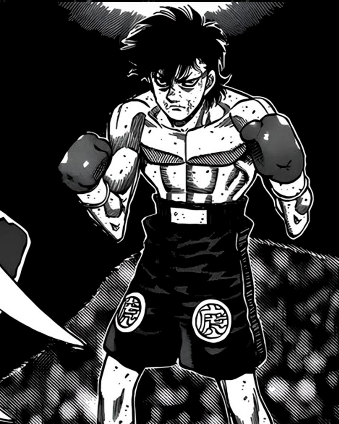 🩳🥊 Short satin negro Sendo "Kanji del tigre" (Hajime no ippo)