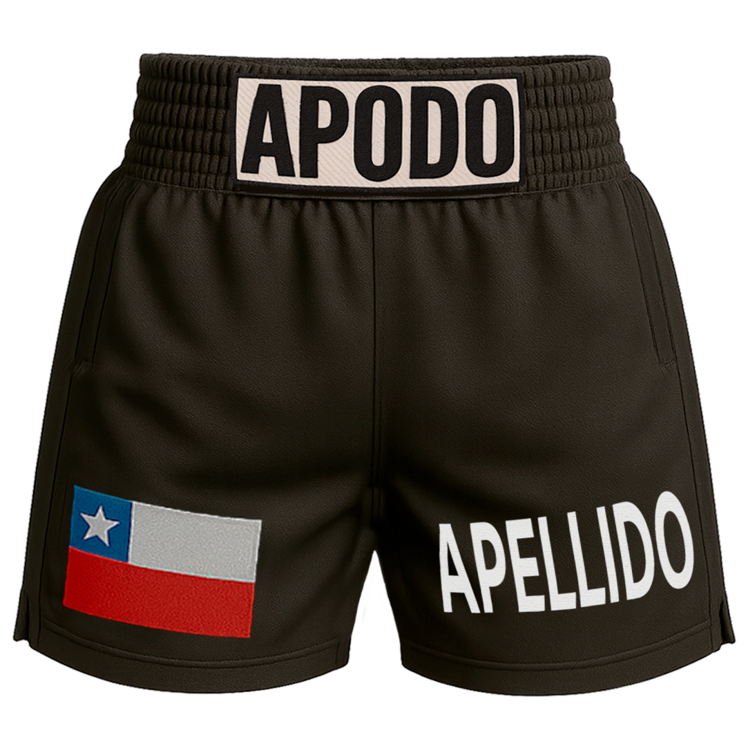 🩳🥊 Short (boxeo) personalizado (hebilla con "apodo" + "bandera" + "apellido" a tu elección)