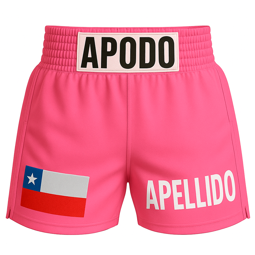 🩳🥊 Short (boxeo) personalizado (hebilla con "apodo" + "bandera" + "apellido" a tu elección)