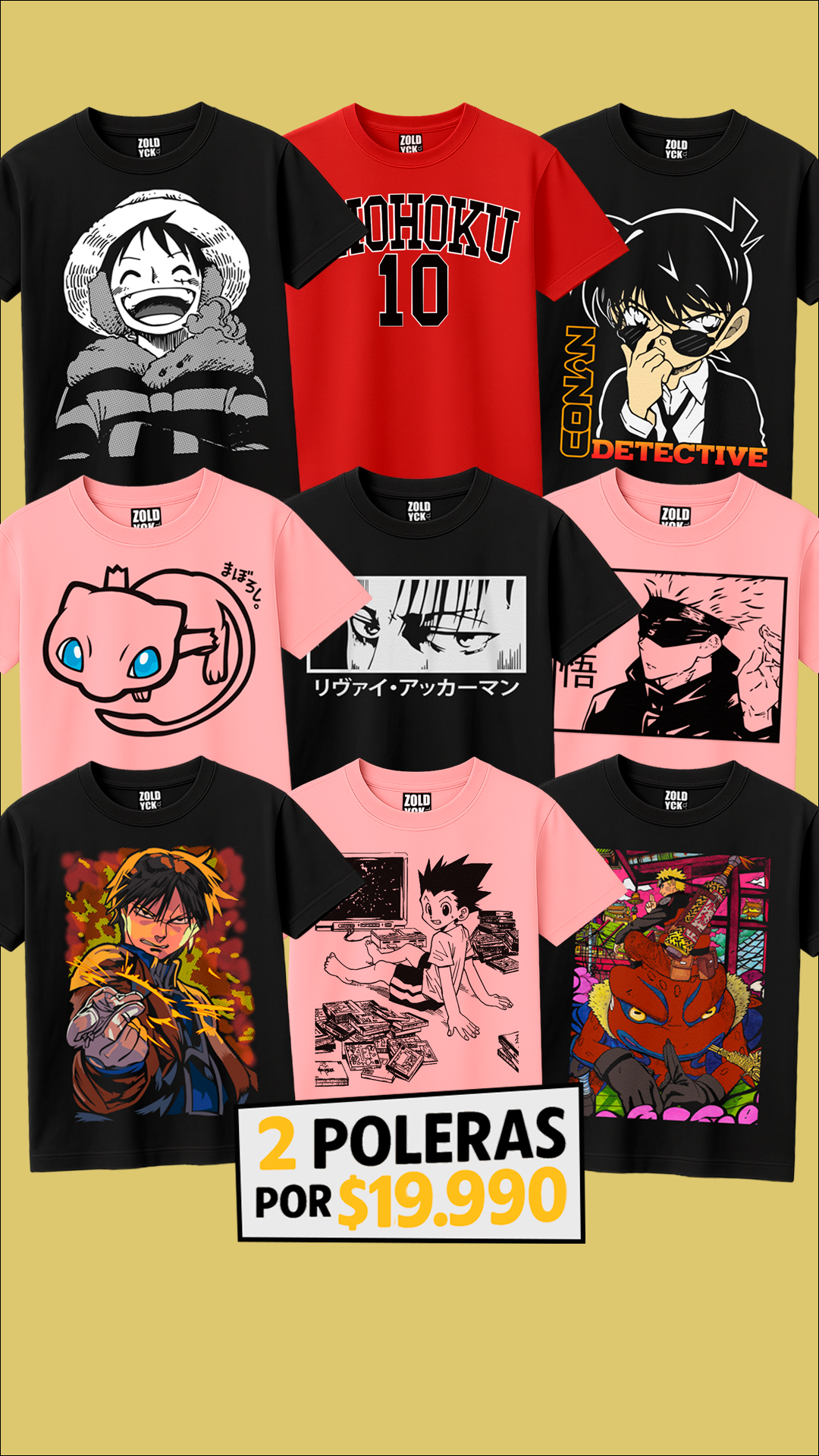 📦👕 Box 2 poleras ($19.990) animes varios